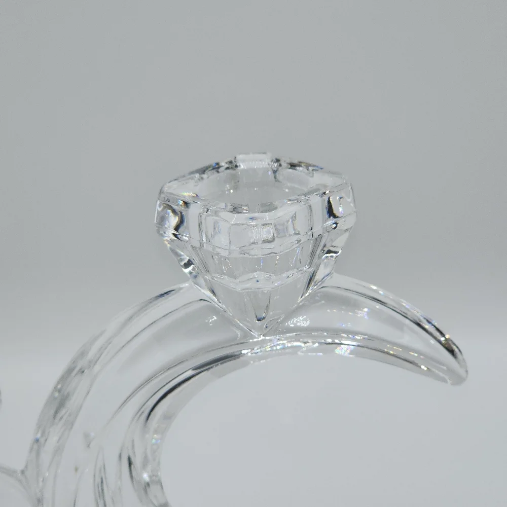 Vintage German Lead Crystal Candle Holder 7in Tall‎